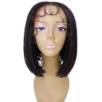 LUXLUXE Jayla Straight Braided 12 in Long Braided Wig, Beauty Heat Resistant Fiber,Deep Red and Black Blend