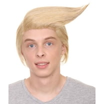 HPO Adult Men President Wig in Acute Angle, Blonde Wig, Premium Breathable Capless Cap Flame-retardant Synthetic Fiber Head Wig