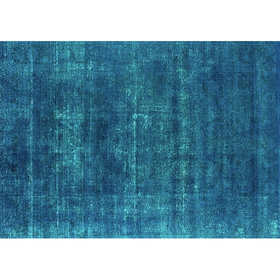 Ahgly Company Indoor Rectangle Oriental Turquoise Blue Industrial Area Rugs, 8' x 12'
