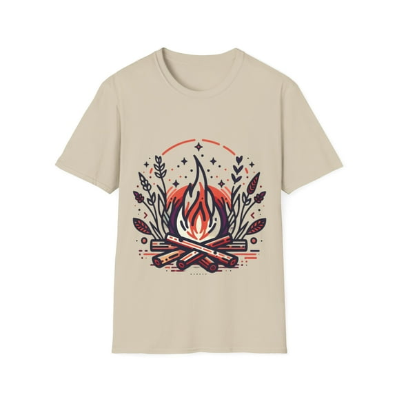 Trendy Boho T-Shirt with Bonfire Graphic - 4 Color Options Available