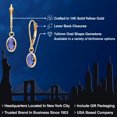 thumbnail image 2 of Gem Stone King 14K Yellow Gold Blue Iolite Dangle Earrings for Women | 1.30 Cttw | Gemstone Birthstone | Oval Checkerboard 7X5MM, 2 of 6
