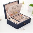 thumbnail image 2 of Matsuzay Caja Joyas Rejillas Múltiples Cajas de Cuero Estuche Geométrico Clásico Organizador de Cosméticos para Anillos Crema Almacenamiento y organización del hogar Armada 23*17*8.5 cm, 2 of 6