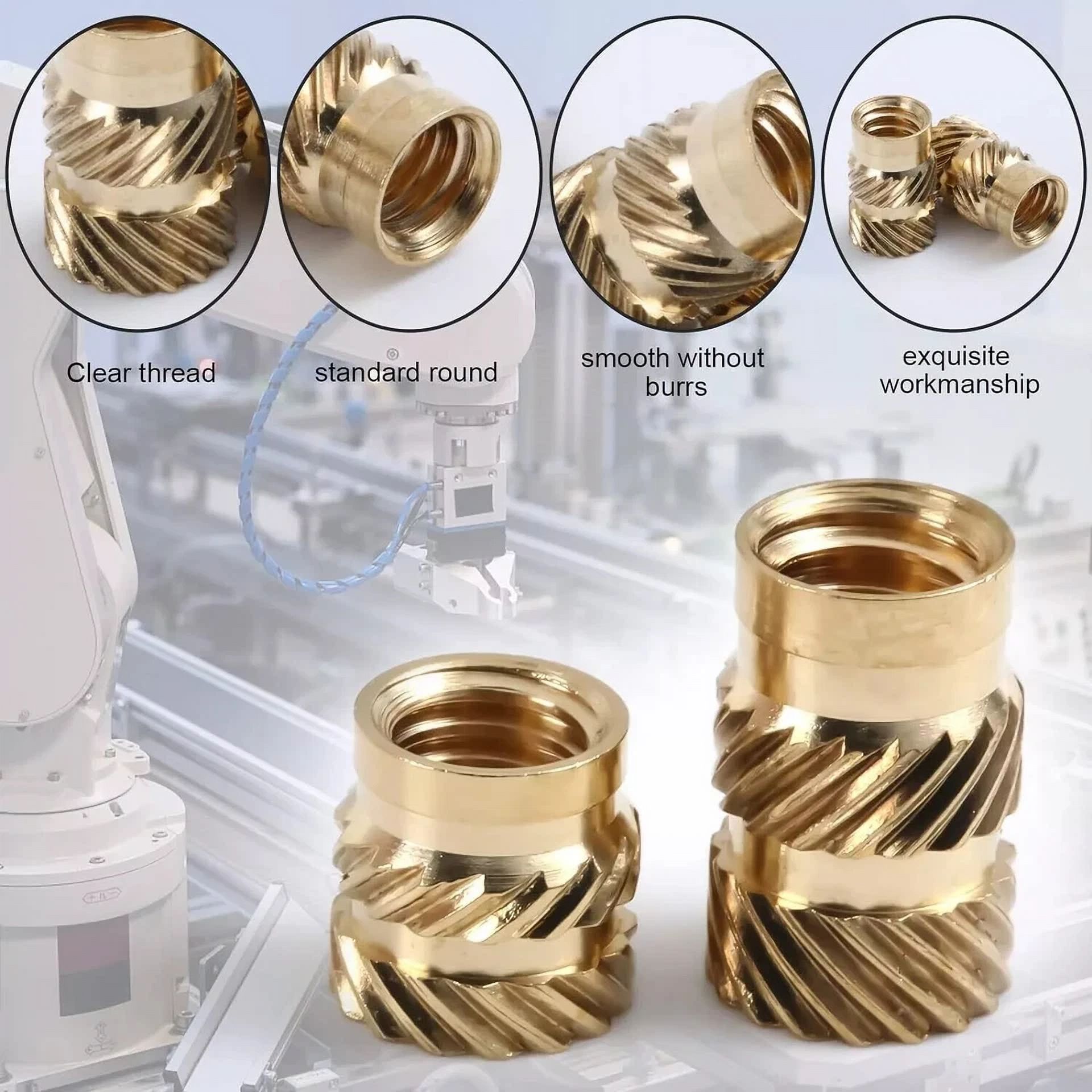 LUOLAX 300Pcs Thread Knurled Nuts M2 M3 M4 M5 M6 Brass Knurled Threaded Insert Nuts