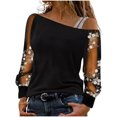 thumbnail image 2 of Blouses pour Femmes, Mode Féminine Imprimé Floral Décontracté Manches Longues Col Asymétrique Blouses, 2 of 5
