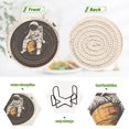 thumbnail image 4 of Yayeee 6 PCS Drink Coasters with Holder Set Woven Absorbent Round Tabletop Hot Pad, White Astronaut Planet, 4 of 7