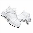 thumbnail image 3 of Chaussures de Marche Automatiques à Roues Déformables à Double Rangée, Patins à Roulettes à Déformation Invisible 2 en 1, Patins à Poulie Amovibles, Patinage Parkour (Blanc Haut, US 10.5), 3 of 4