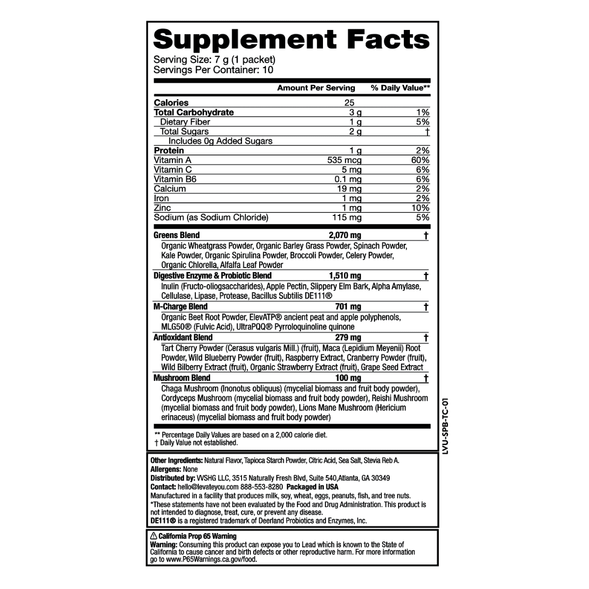 L'Evate You Vitality Daily Greens - Dietary Supplement - Tart Cherry - 10 Count