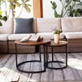 thumbnail image 3 of Coffee Table Nesting Side Round Set of 2 End Table Top Sturdy Metal Frame Desk Centerpiece Living Room Bedroom Apartment Modern Industrial Simple Nightstand, 3 of 17