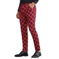 thumbnail image 4 of INSPIRE CHIC Plaid Printed Trousers for Men's Color Block Regular Fit Checked Dress Pants, 4 of 6