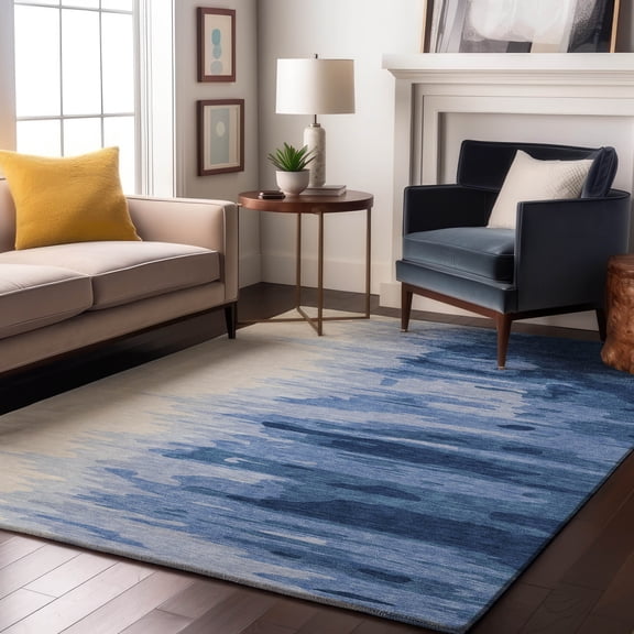 Addison Rugs Mayfield Premium Machine Washable Transitional Abstract Navy Rectangle Rug, 9' x 12'
