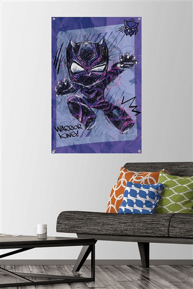 Marvel Black Panther - Scribble Wall Poster with Pushpins, 22.375" x 34"