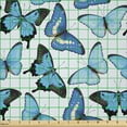 thumbnail image 2 of Ambesonne Butterfly Fabric by the Yard Microfiber, Bluish Winged Animals, 5 Yards, Pale Blue Champagne and White, 2 of 2