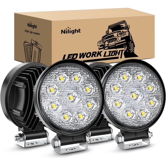 Nilight LED Pods 4Pcs 4.5inch 42W 4200LM Round Spot Light off Road Lights Fog Lights off Road Driving Lights Roof LED Light Bar Work Light for Motorcycles ATV UTV SUV Truck Boat