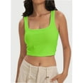 thumbnail image 5 of Women's Square Neck Sleeveless Crop Tops Cute Double Layer Seamless Slim Fit Tank Tops, 5 of 6
