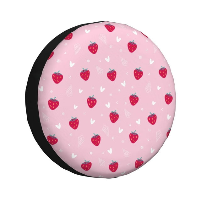 Bingfone Fraise et Cœur pour Pneu de Rechange Protecteurs de Roues Universels Résistants aux Intempéries pour Véhicule Récréatif Remorque de Voyage SUV Camion-14 Pouces