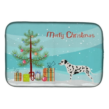 Dalmatian Merry Christmas Tree Dish Drying Mat