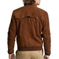 thumbnail image 2 of Biker Stylish Brown 100% Genuine Suede Leather Lightweight Soft Satin lining with comforatble to carry Jackets for Men - S Size, 2 of 3