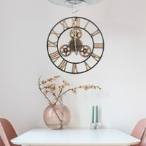 Soimiss 1Pc Industrial Style Wall Clock Metal Wrought Decorative Hanging Clock for Home Wall Decor