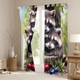 thumbnail image 3 of Homewish Cute Raccoon Blackout Curtains Set of 2 (52x84 Each),Zoo Animal Window Curtains,Sweet Cherry Curtains and Drapes For Girl Boys,Ultra Soft Home Decor, 3 of 6
