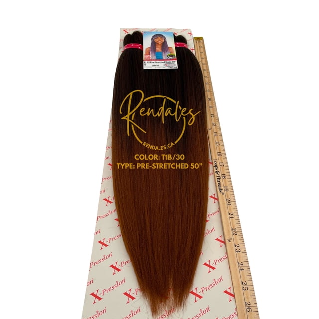 X-Pression 50" 3X Pre-stretched Braids, Braiding Hair Extensions African Kinky, Pre-Cut, Pre-Stretched, Synthetic Fiber, 3 bundles, Soft & Shiny, Ready for Hot Water Use, 240g