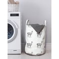 thumbnail image 3 of Animal Laundry Bag, Monochrome Rhythmic Engraving Style Guanaco Endemic South America Breed, Basket with Handles Drawstring Closure for Laundromats, 13" x 19", Dark Taupe Grey White, by Ambesonne, 3 of 4