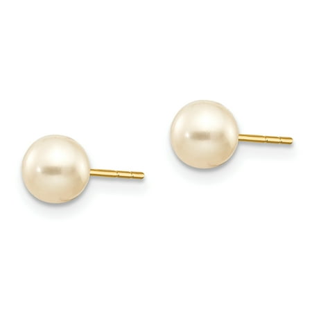 14K Yellow Gold Madi K 5mm Button FW Cultured Pearl Earrings | Walmart ...