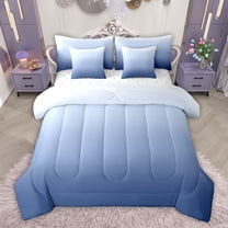 Feelyou Modern Blue Gradient Twin Bedding Sets 7-Piece for Adult, Chic Art Abstract Bedding Comforter Set, Simple Fashion Theme Reversible Sheet Sets, Lightweight Room Decor