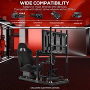 Supllueer 3060 Aluminum Racing Cockpit With Comfortable Black Seat & Monitor Stand,Fits For Thrustmaster Logitech G920 Fanatec.Excluding electronic devices