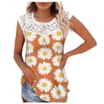 thumbnail image 1 of Camiseta sin mangas de encaje con estampado de mujer Camiseta sin mangas de empalme de cuello redondo Camiseta ligera y cómoda delgada OAVQHLG3B Store lin121212, 1 of 5