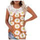 thumbnail image 1 of Camiseta sin mangas de encaje con estampado de mujer Camiseta sin mangas de empalme de cuello redondo Camiseta ligera y cómoda delgada OAVQHLG3B Store lin121212, 1 of 5
