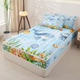 thumbnail image 2 of jejeloiu Watercolor Ocean Life Zipper Twin Comforter Sets with Fitted Sheet and 2 Pillowcases,Whale Print Zipper Bedding Set For Boys,Blue White,Polkadot Reversible,4-Piece, 2 of 7