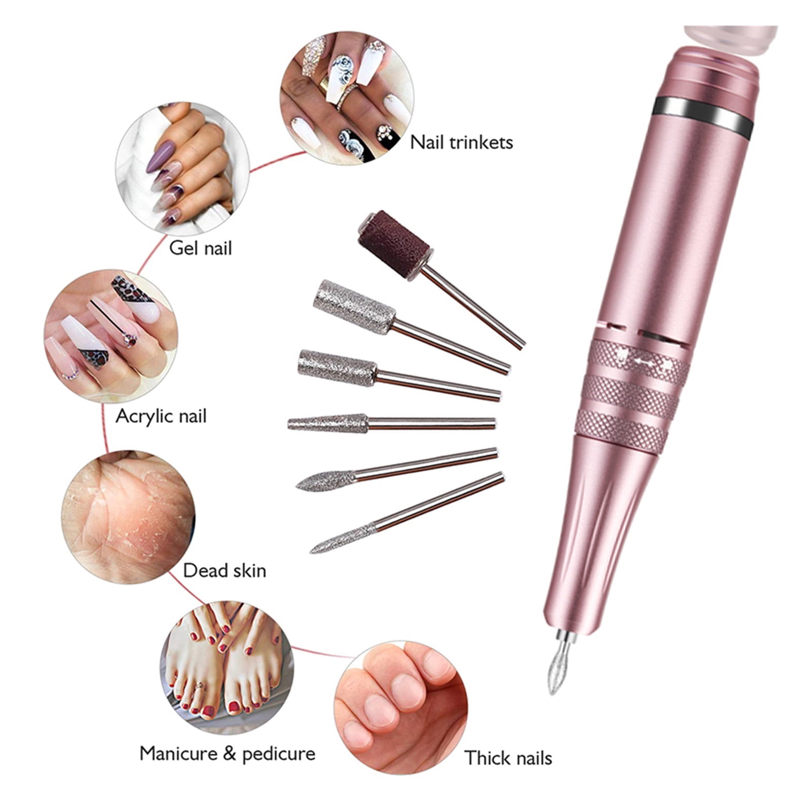 Nail Drill Machine 35000RPM Electric Manicure Machine Pedicure Manicure Drill Set Milling Cutters Set Nail File Equipment Tools ,Lightweight and Portable