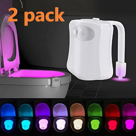 Motion Sensor Toilet Light, 2PACK Toilet Night Light Motion Activated 8 Color Changing Led Toilet Seat Light Motion Sensor Toilet Bowl Light,