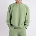 thumbnail image 2 of GuangCheng Mens Waffle Knit Crew Neck Sweatshirts,Baggy,Pullover,Soft,Breathable,Comfortable Loungewear Tops,Green,Size M, 2 of 7