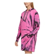 DKNY $89 Womens New Pink Tie Dye Hooded Long Sleeve Shift Dress M B+B