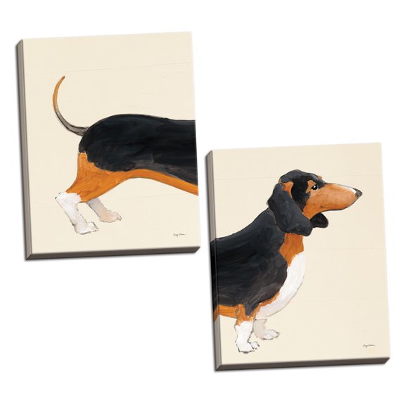 Gango Home Decor Contemporary My Best Friend Dachshund II & III by Avery Tillmon (Ready to Hang); Two 16x20in Hand-Stretched Canvases