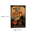 thumbnail image 3 of Vintage Halloween Garden Flag,This Is My Happy Place Double Sided Yard Flag,Pumpkin Black Cat Haunted Castle Bat Decorative Flag for Outdoor Porch Lawn,Waterproof Durable Farmhouse Halloween Decor, 3 of 6