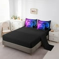 thumbnail image 4 of YST 7-Piece Blue Purple Gaming Comforter Set, Queen – Neon Lights Abstract Geometry Bedding Set, 4 of 6