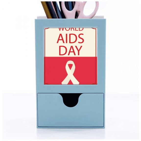 Red Ribbon 1st December World Symbol Desk Supplies Organizer Pen Holder Card