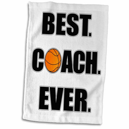 3dRose Basketball Best Coach Ever - Towel, 15 by