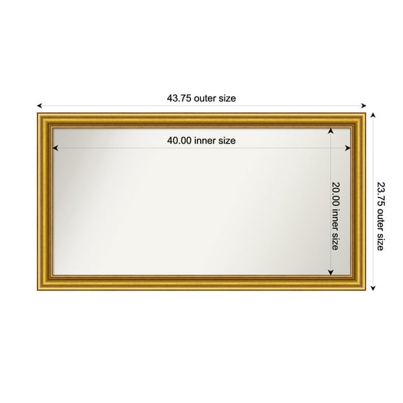 Amanti Art Custom Wall and Bathroom Mirror (23.75 x 43.75 in.), Townhouse Gold Frame