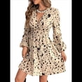 thumbnail image 2 of Vestido Corto Cruzado con Escote en V, Corta y Dobladillo con Volantes para Mujer Albaricoque L, 2 of 8