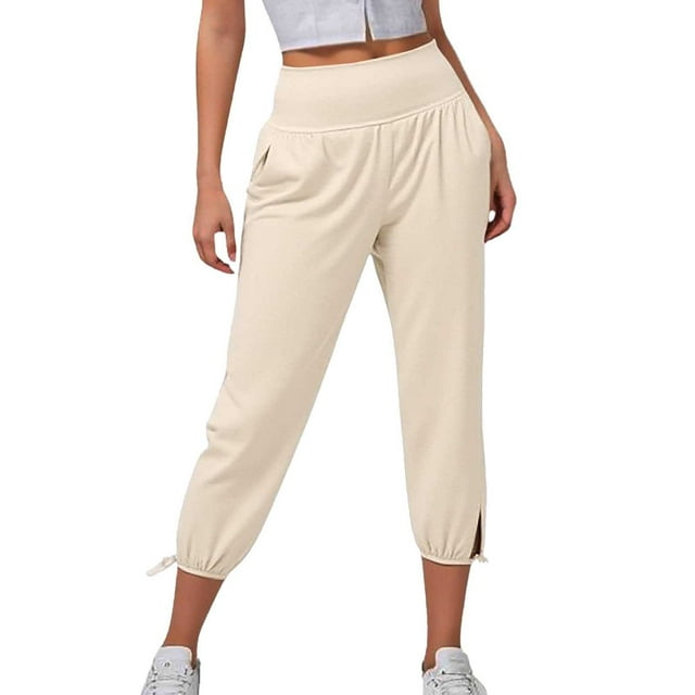 Pantalones cortos holgados de yoga con bolsillos para mujer - Cómodos pantalones capri para correr