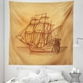 thumbnail image 1 of Vintage Boat Tapestry, Hand Drawn Style Weathered Old Ship in Earth Tones Marine Frigate Motif, Fabric Wall Hanging Decor for Bedroom Living Room Dorm, 5 Sizes, Brown Pale Brown, by Ambesonne, 1 of 1
