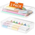 thumbnail image 1 of shiyou-Plastic Pencil Box with Snap-tight Lid, Large Capacity Hard Pencil Case Containers, Stackable Craft Pen Holder Clear Desk Drawer organizer and Storage for Art Supply, Office, 2 Pack, 1 of 4