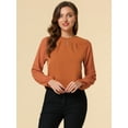 thumbnail image 3 of DARING DIVA Chiffon Semi Sheer Long Sleeves Keyhole Neck Blouse 2XL Orange, 3 of 6