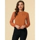 thumbnail image 3 of Top de la blusa de la oficina del trabajo del cuello del ojo de la cerradura de las mangas largas semi transparentes de la gasa elegante de las mujeres naranja S, 3 of 6