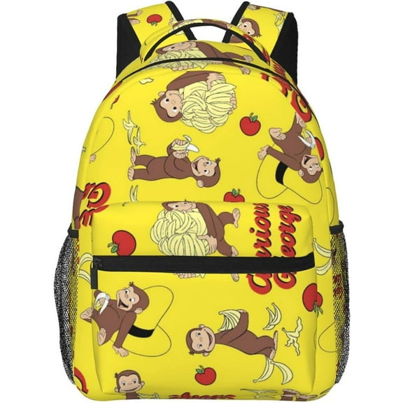 Anime Backpack Curious George Backpack Funny Laptop Back Pack Book Bag Hiking Outgoing Daypack For Women Mens