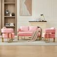 thumbnail image 3 of Modern Sofas TS Modern decorative chair, living room side chair with gold metal legs, no wheels, suitable for dressing area, reception room, office,Teddy fleece upholstered metal foot sofas Pink,Rus, 3 of 11