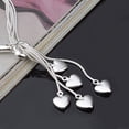 thumbnail image 4 of Pulsera de plata de ley 925 con cadena de cinco líneas con cinco corazones, 4 of 5